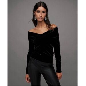 All Saints Black Delta Velvet top